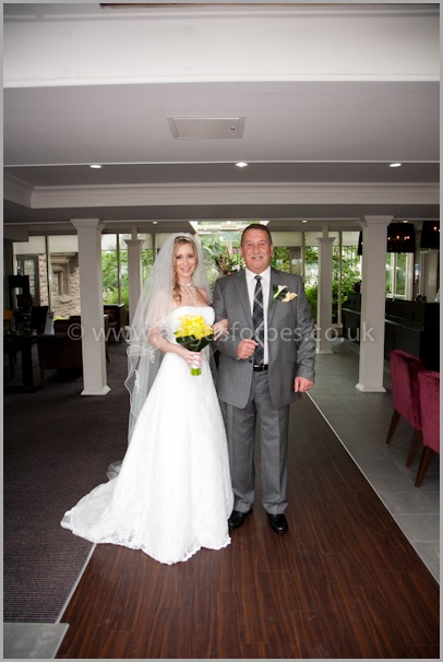 Jo and her Dad before her Wedding service at the Landmark Hotel Dundee