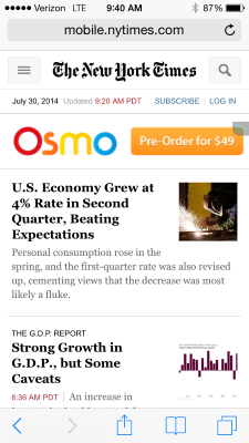 Screenshot of www.nytimes.com with iPhone