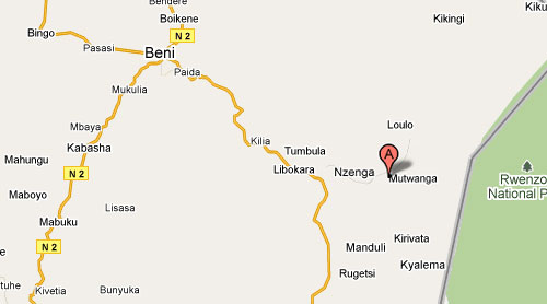 Carte de Mutwanga à Beni au Nord Kivu