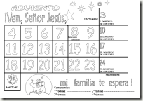 colorear calendario de Adviento - Jugar y Colorear