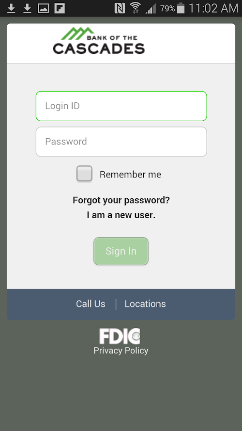 Android application Bank of the Cascades Mobile screenshort