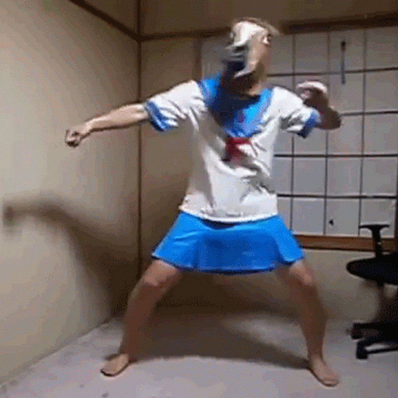 gif divertido japonés friki bailando