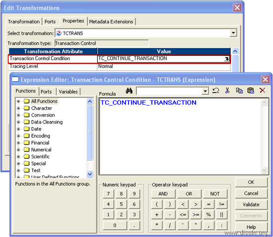 Transaction Control Transformation to Control Commit and Rollback Transactions