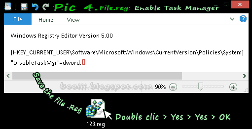 Enable  Task Manager with file.reg 