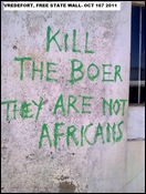 kill the Boers they are NOT AFRICANS Vredefort Free State graffiti Oct162011