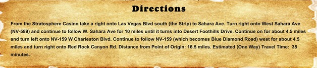 Directions - Red Rock Canyon Directions - Red Rock Canyon