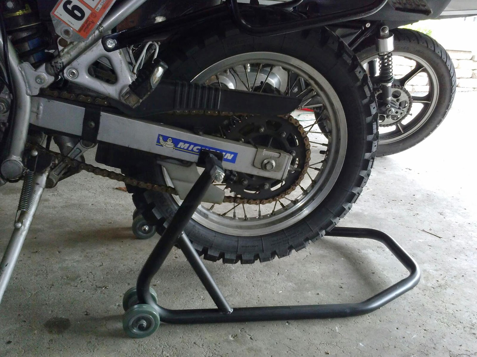 Geoff's KLR650 project Swing arm stand