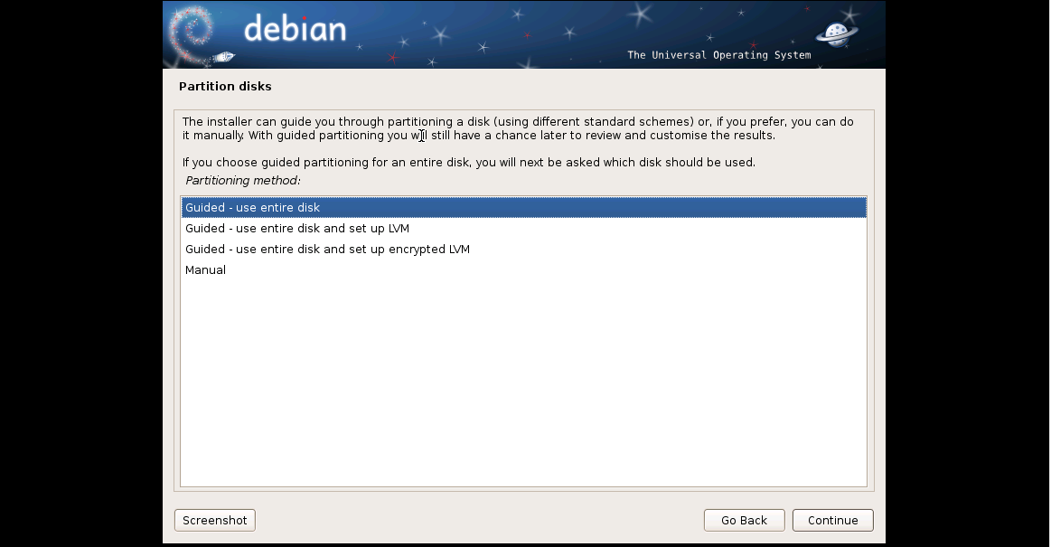 Debian partitioning. Debian partitioning