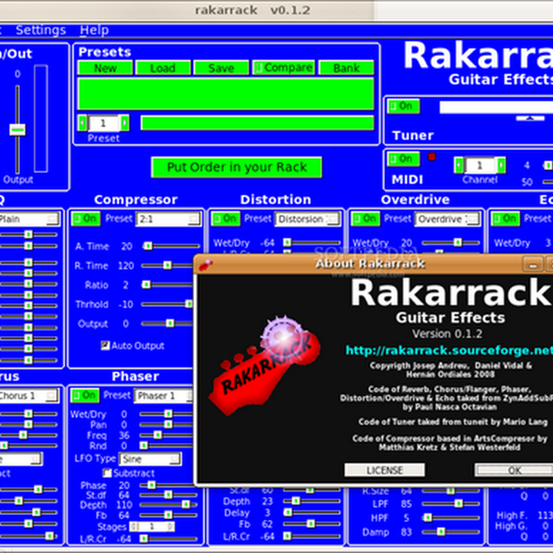 Rakarrack, finalmente un buon rack per chitarra su Linux.