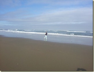 Rockey jogging on beach