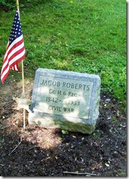 Old Freedom Road Cemetery and grave stone for Jacob Roberts a Civil War Veteran
