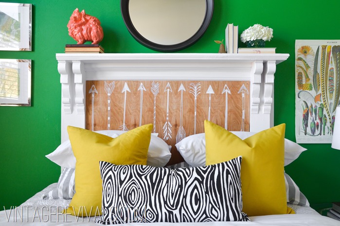 Fireplace Mantle Headboard Emerald Wall @ Vintage Revivals-1