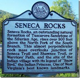 Seneca Rocks marker in Pendleton County, WV
