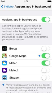 iOS 7 aggiornamento app in background