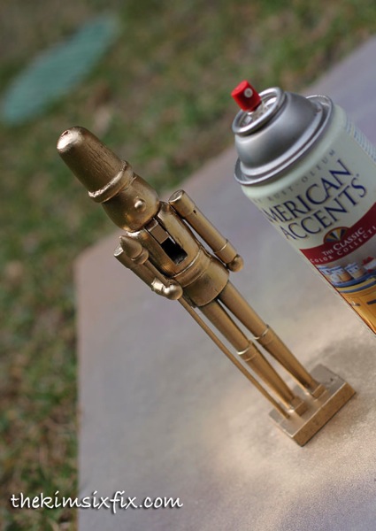 Spray paint nutcracker gold