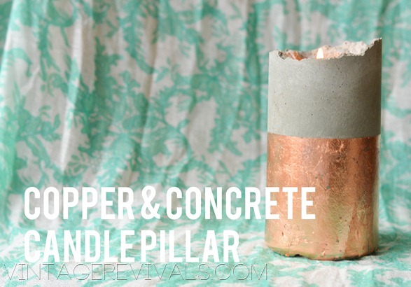 Copper Leafed Concrete Candle Pillar
