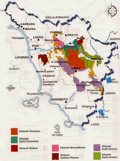 sangiovese di toscana map