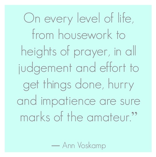 hurry and impatience  ann voskamp