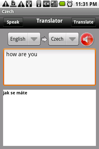 English Czech Translator Screen 3
