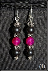 Hematite, Pink Agate Sterling Silver Earrings