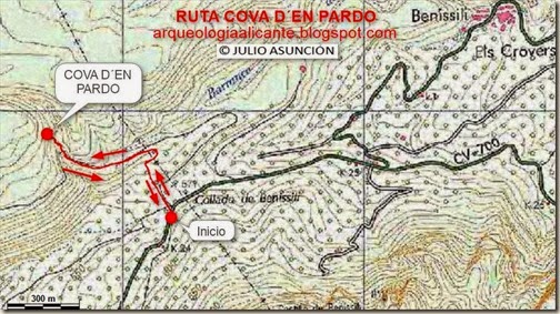 Mapa ruta Cova d´En Pardo