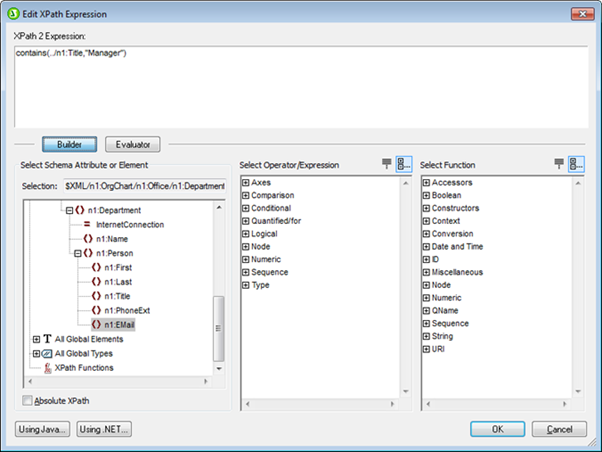 StyleVision 2013 Edit XPath Expression dialog