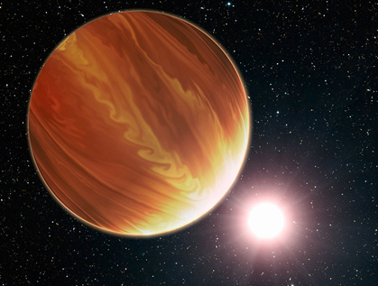 ilustração do exoplaneta gigante HD 209458b