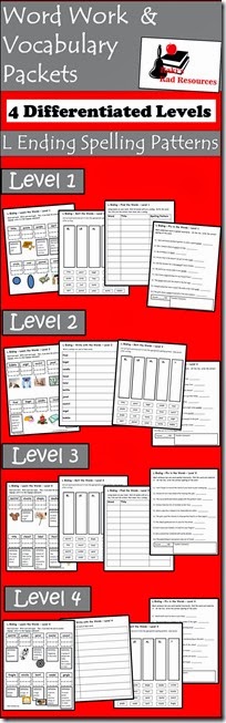 Vocab Packets - L Endings - Free - Help your students to learn spell l ending words while building their vocabulary and reading comprehension with this free spelling and vocabulary packet from Raki's Rad Resources.
