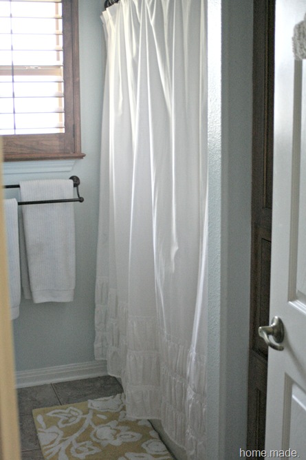 Blue Yellow Bath White Shower Curtain