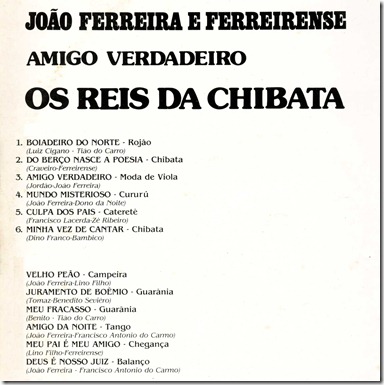 João Ferreira & Ferreirense (1979) (Amigo Verdadeiro - Os Reis da Chibata) (Verso)