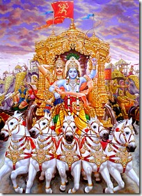 Krishna protecting Arjuna