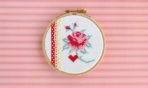 2014 May 7 Mollie Makes rose xstitch hoop sewing handmade craft