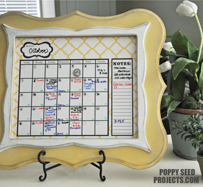 Super-Saturday-Ideas-Dry-Erase-Calendars-yellow-quatrfoil-eleanor-frame-broolynn-trim