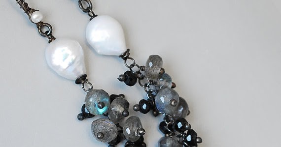 Vanini Design: Dangle Fine silver,pearls,labradorite and black spinel ...