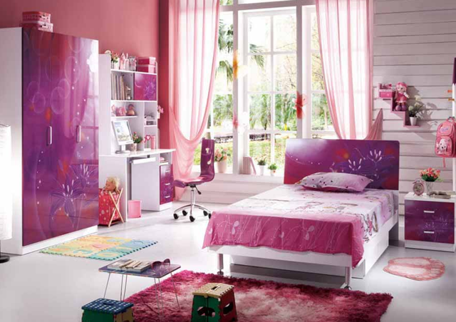 desain kamar tidur anak perempuan warna ungu