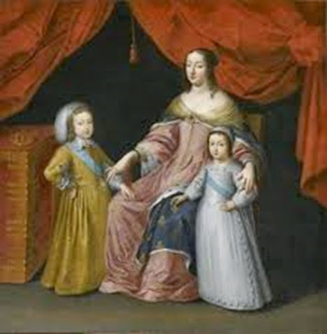 Ana de Austria y sus dos hijos Luis XIV y Felipe