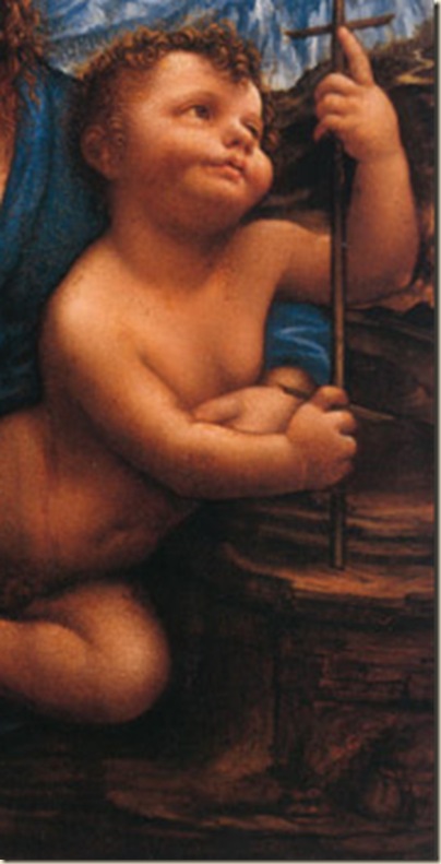 Leonard de Vinci,Détail de la Vierge au fuseau