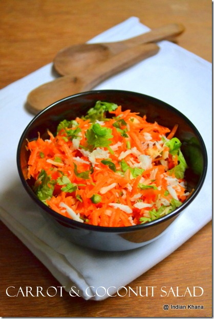 Easy Coconut carrot salad side dish for rasam recipe