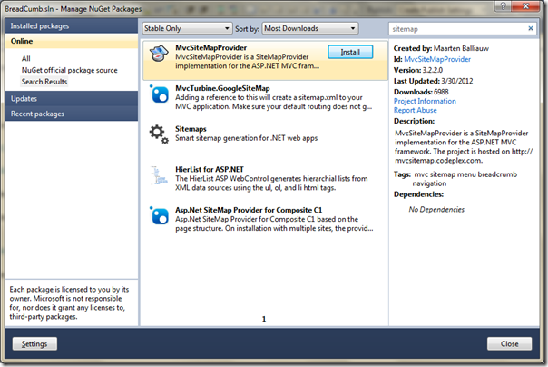 BreadCumb using site map provider in asp.net mvc