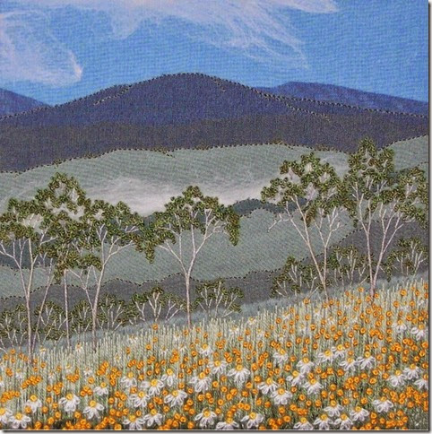 Judy Wiford  Mist Rising, East of the Tablelands 2013 embroidered canvas