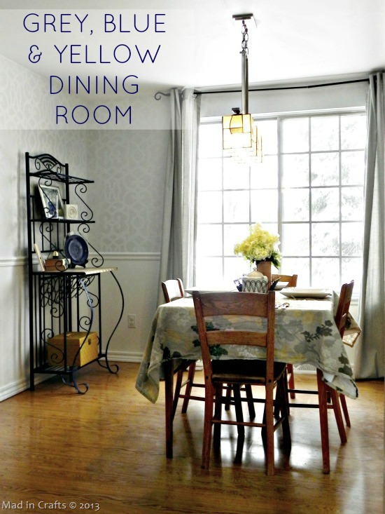 Grey Blue and Yellow Dining Room