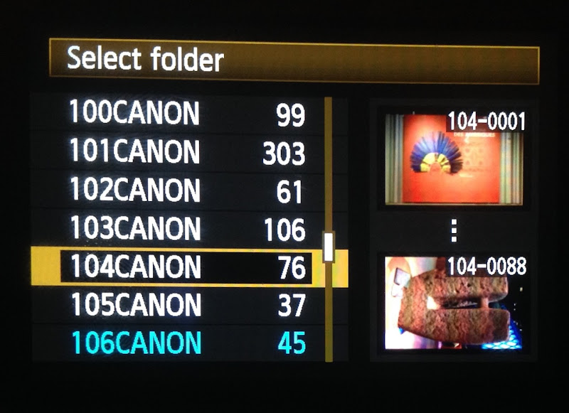 Canon 600D Select folder menu