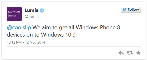 We aim to get all Windows Phone 8 devices on to Windows 10