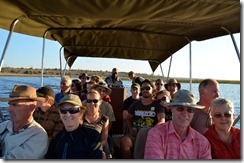 The group enjoying a sunset game cruise on the Chobe River