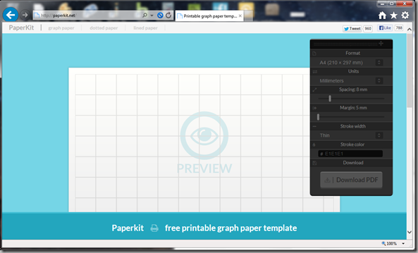 Paperkit.net graph paper screenshot
