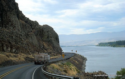 Apple truck along the Columbia River