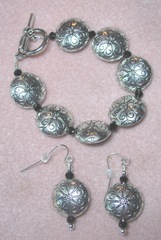 Bracelet June 20.2013 silver black w earrings1