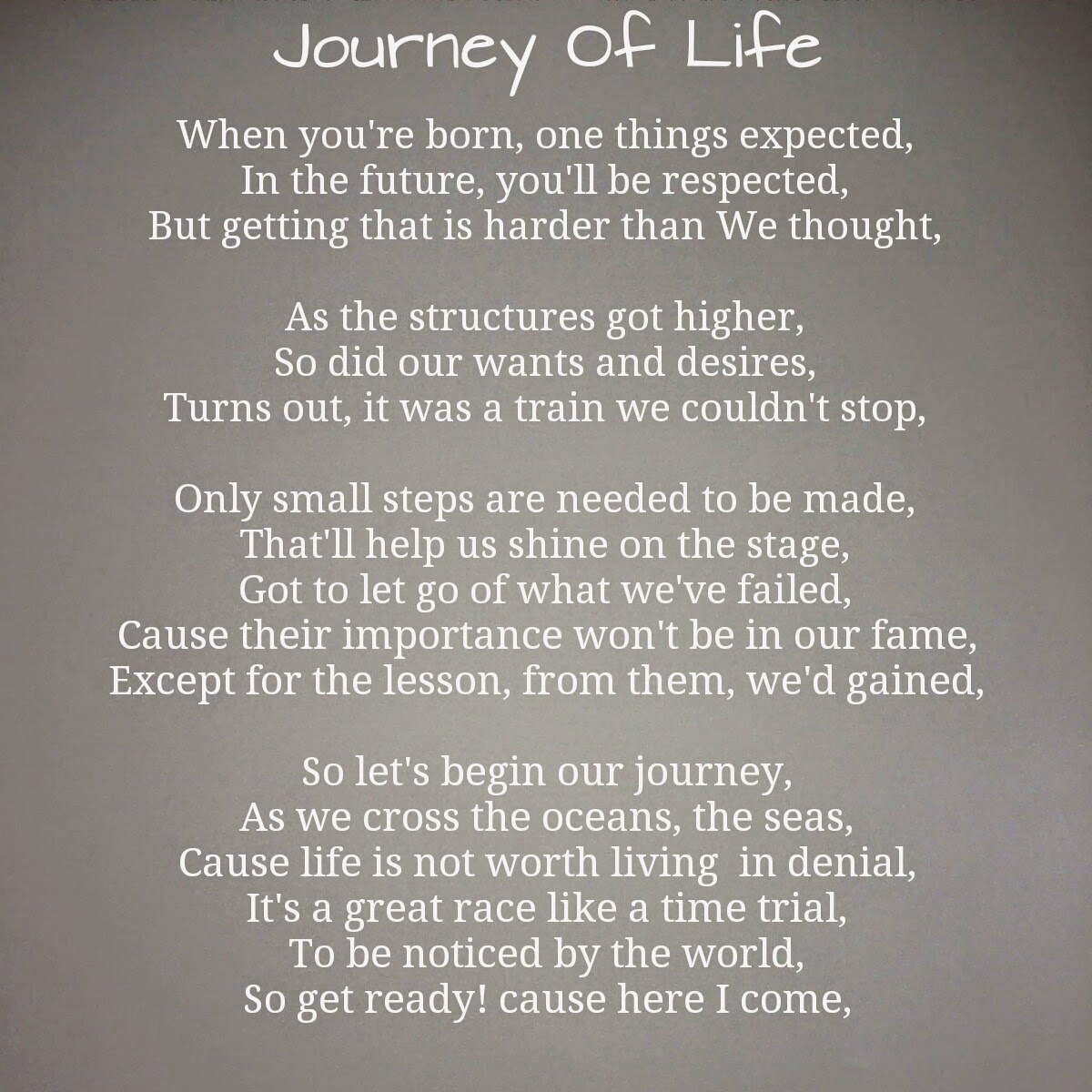 the journey of life poem