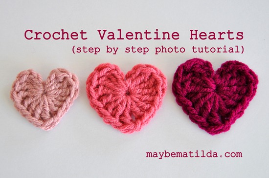 Crochet Valentine Hearts with step by step photos and instructions