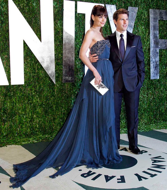 Tom Cruise and his wife, Katie Holmes at Vanity Fair Oscar Party 2012